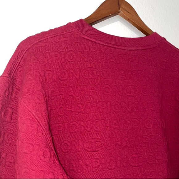 Champion Women’s Cropped Red Embossed Logo Sweatshirt Long Sleeve Size S EUC - Picture 11 of 16